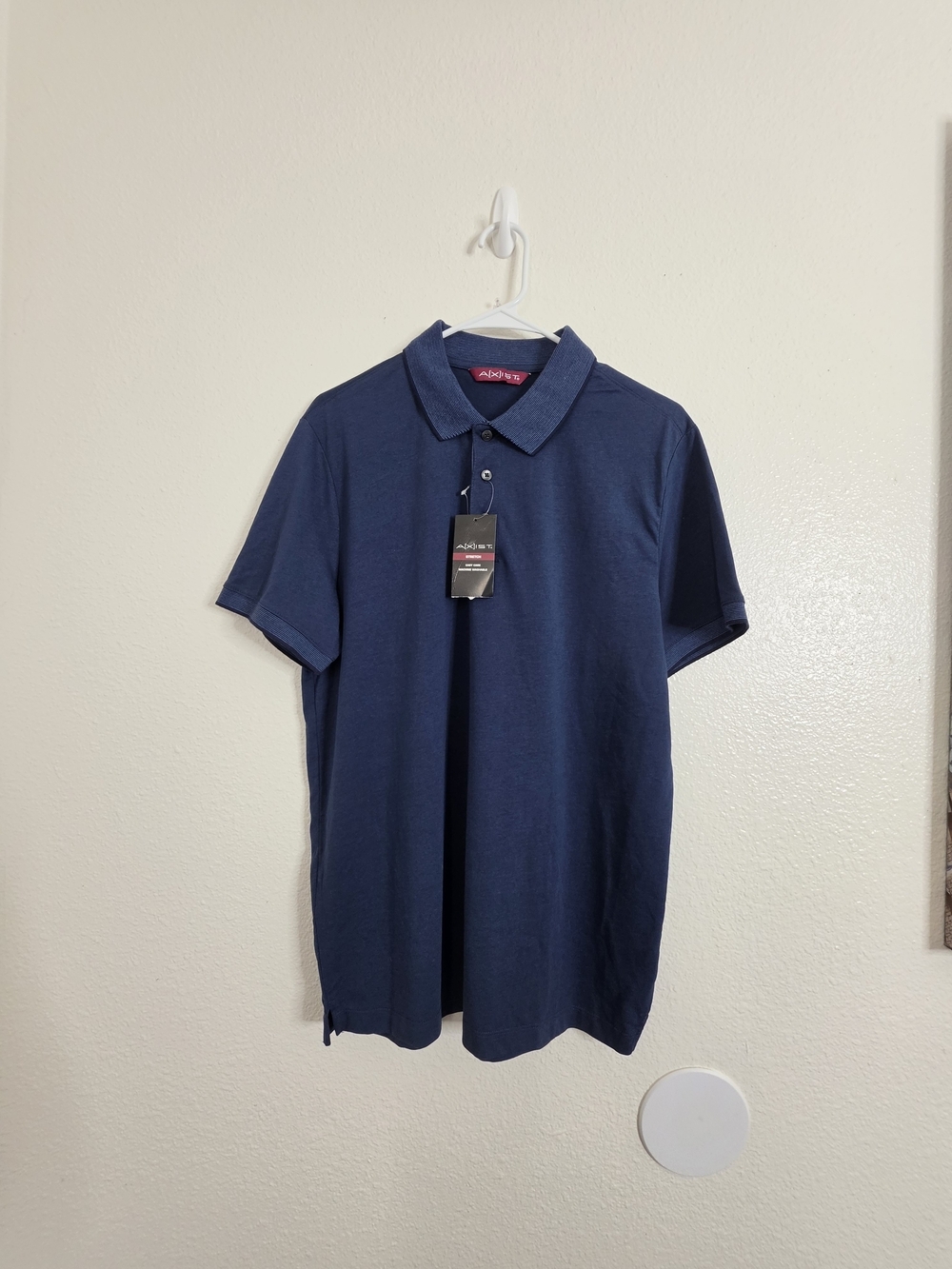 AXIST Mens Polo Shirt Navy Blue Short Sleeve Stretch Medium NWT